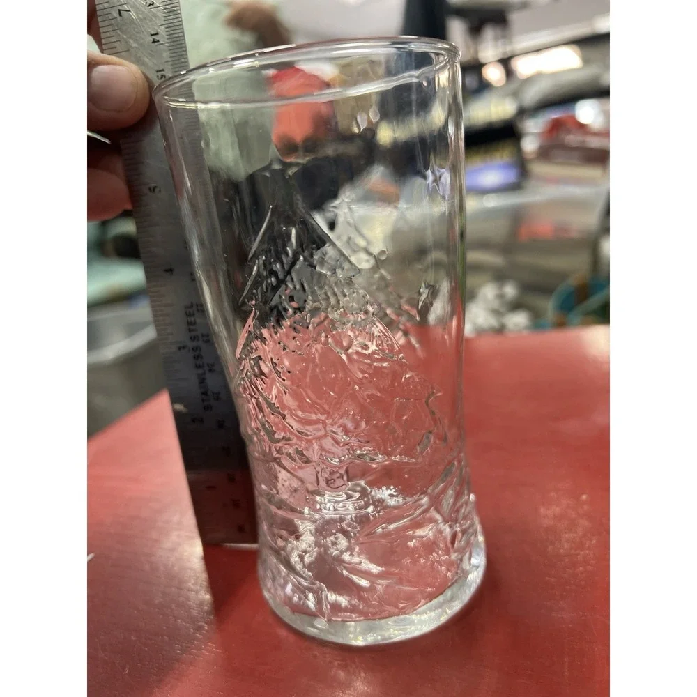 Arcoroc Holly Tree Clear Embossed Glass Tumbler Christmas Vintage‎